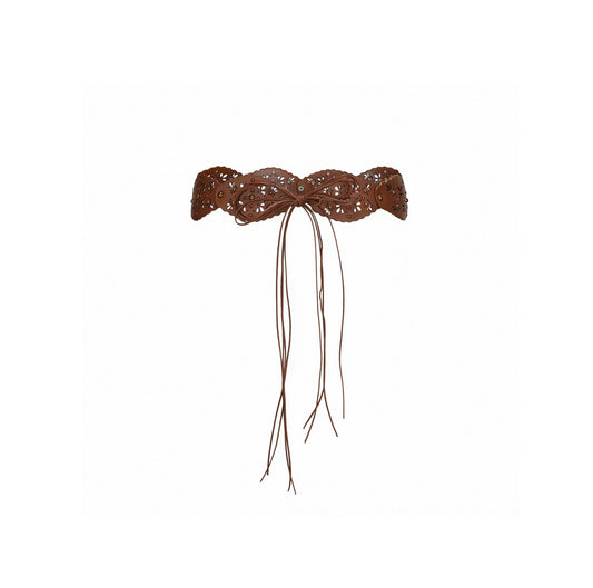 Waves Studded Embossed Fringe Belt