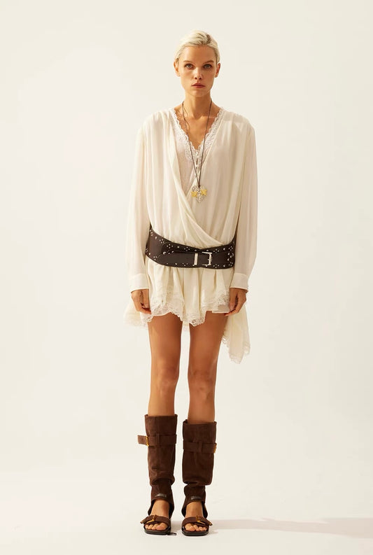 V-Neck Lace-Panel Dress