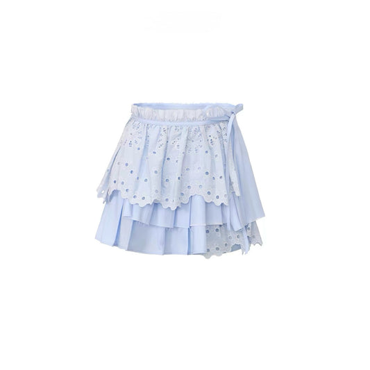 Deconstructed Cutout Embroidered Pleated Skirt
