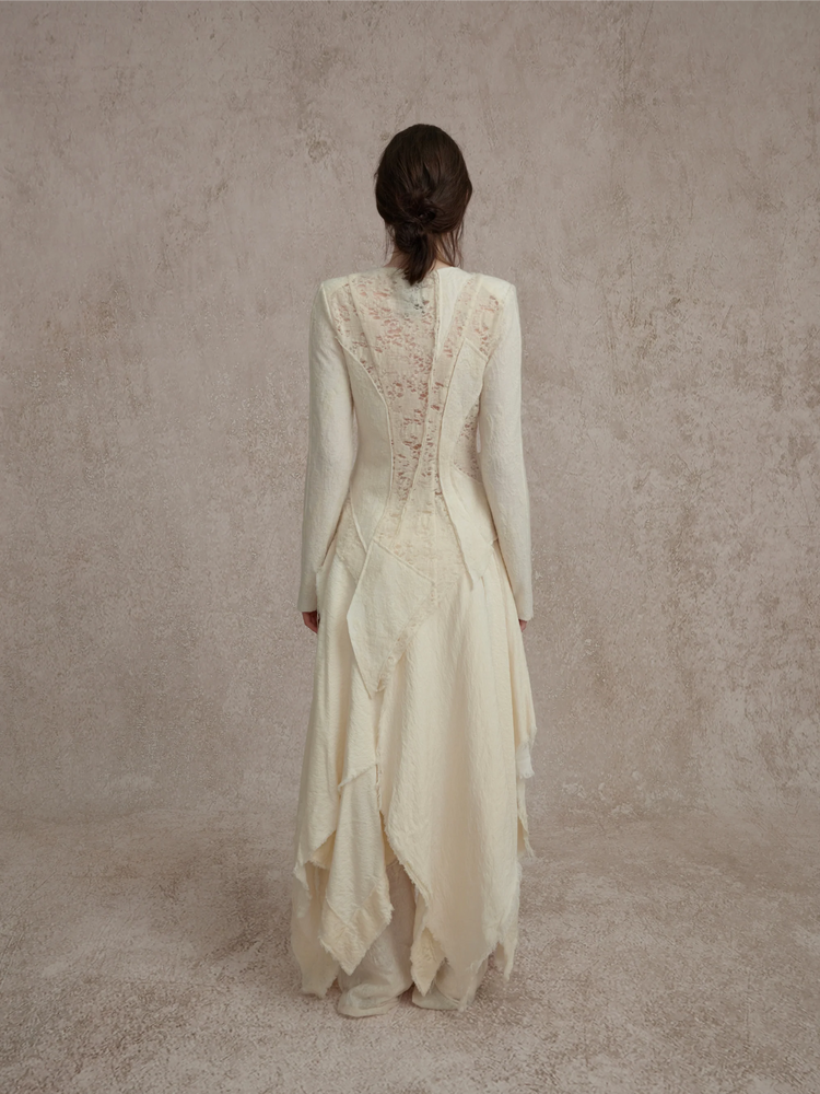 White Hollow Out Lace Wool Cardigan