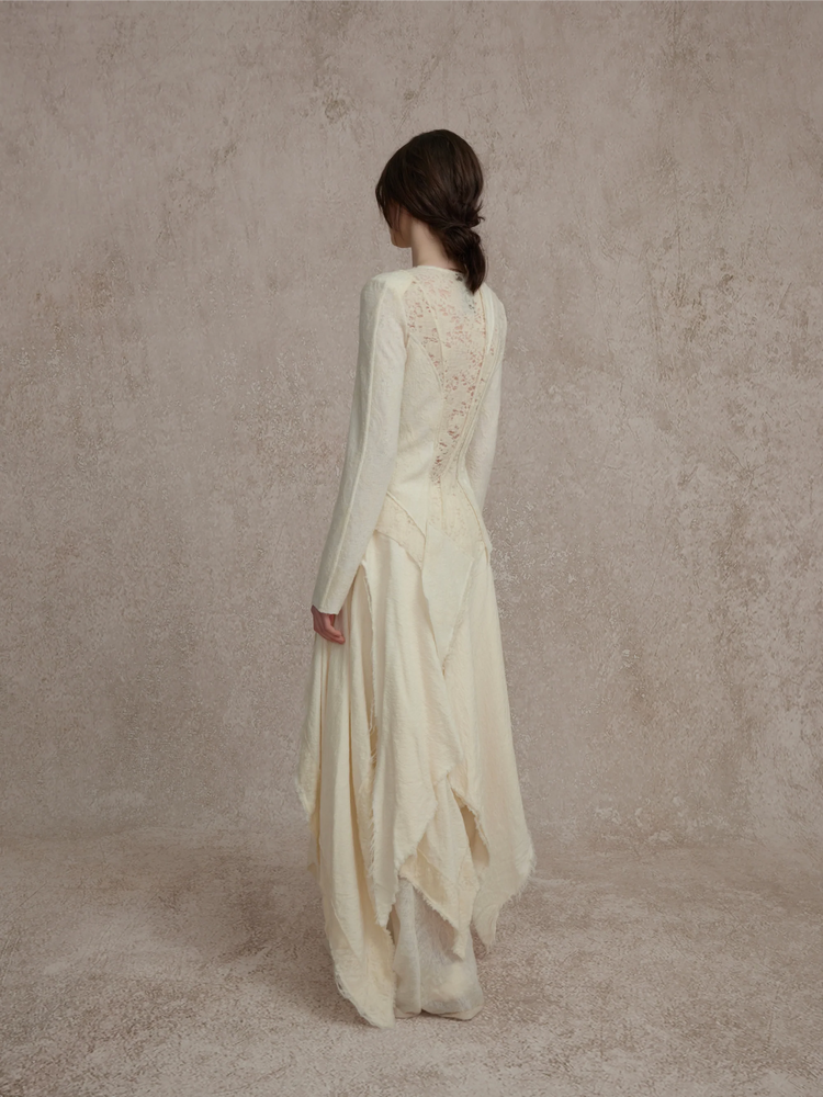 White Hollow Out Lace Wool Cardigan