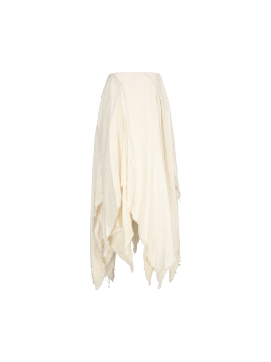 White Hollow Wool Maxi Skirt