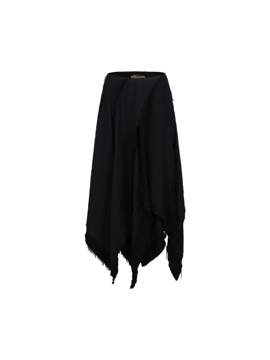 Black Hollow Wool Maxi Skirt