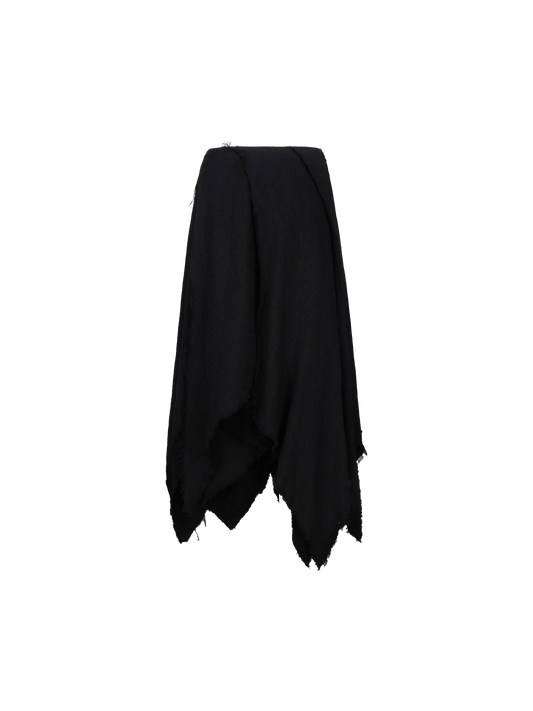 Black Hollow Wool Maxi Skirt