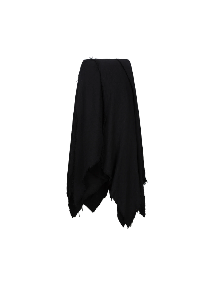 Black Hollow Wool Maxi Skirt