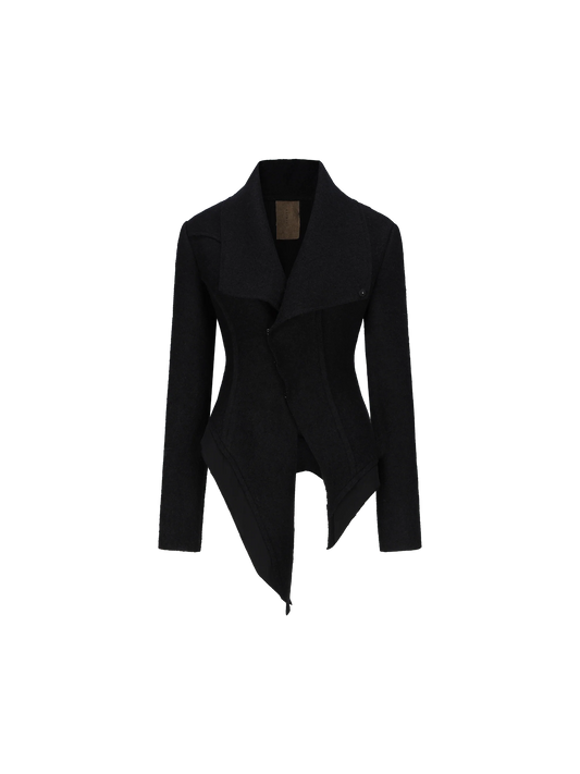 Black Wool-blend Split-cut Jacket