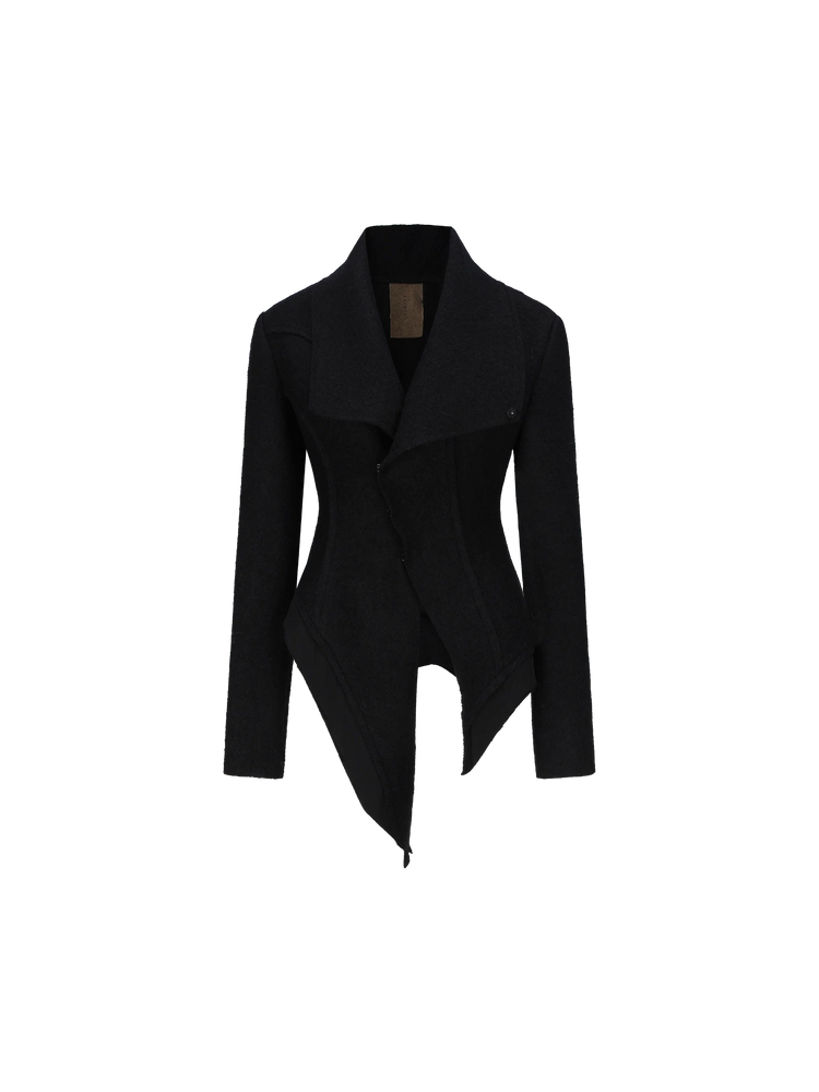 Black Wool-blend Split-cut Jacket
