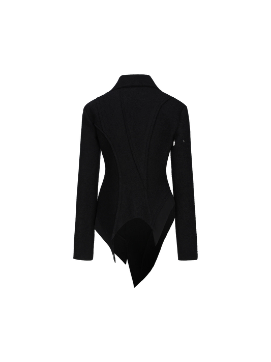 Black Wool-blend Split-cut Jacket