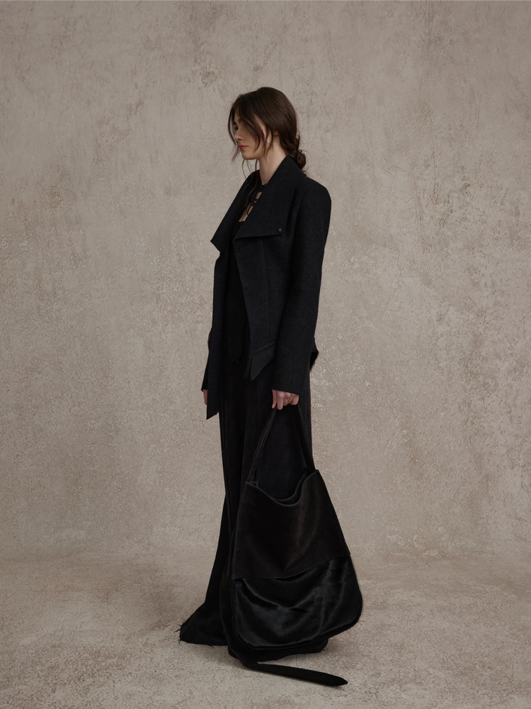 Black Wool-blend Split-cut Jacket
