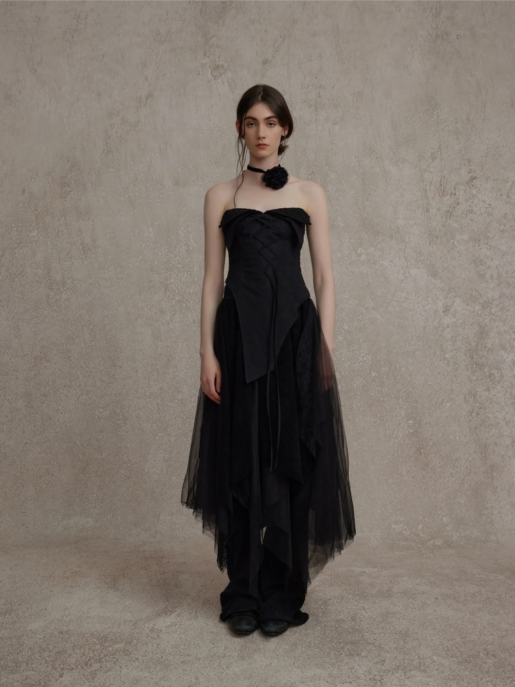 Black Lace Gauze Skirt