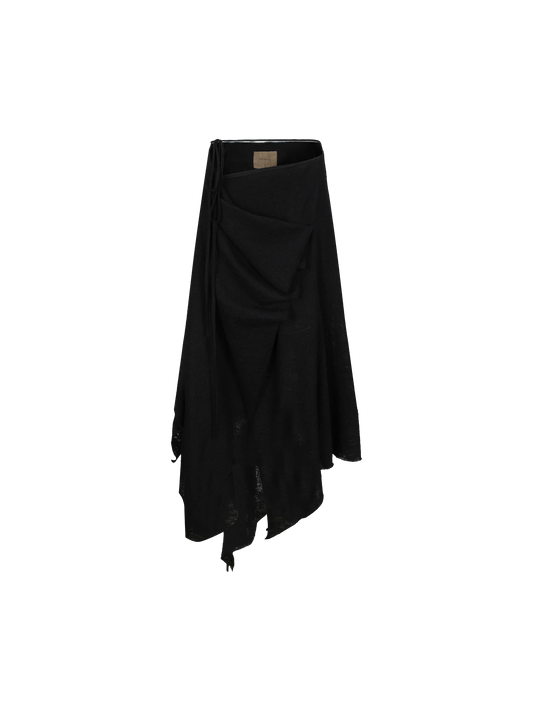 Black Button Pleated Maxi Skirt