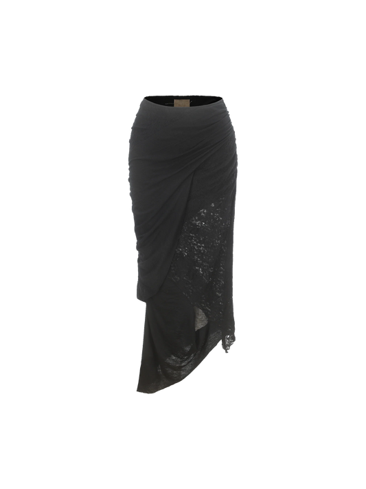 Black Irregular Knitted Ripped Skirt
