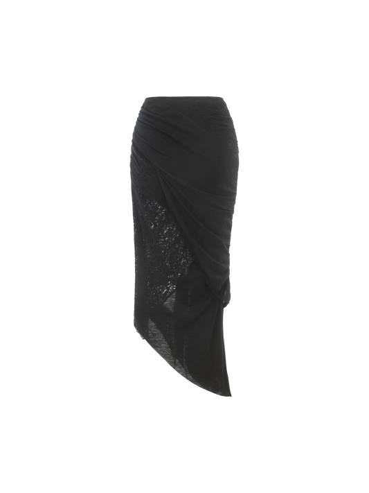 Black Irregular Knitted Ripped Skirt