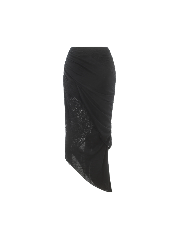 Black Irregular Knitted Ripped Skirt