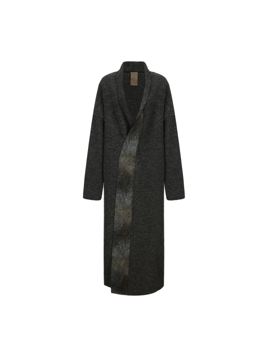 Gray Jacquard Patchwork Cardigan