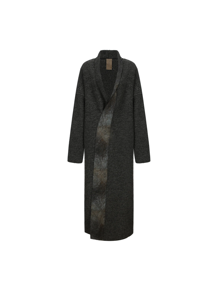 Gray Jacquard Patchwork Cardigan