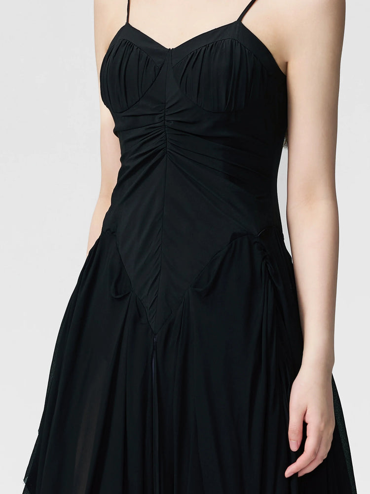 Dark Blue Ruched Maxi Dress