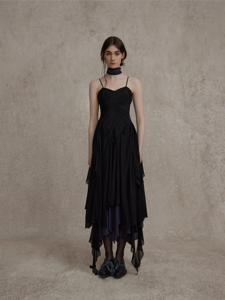 Dark Blue Ruched Maxi Dress