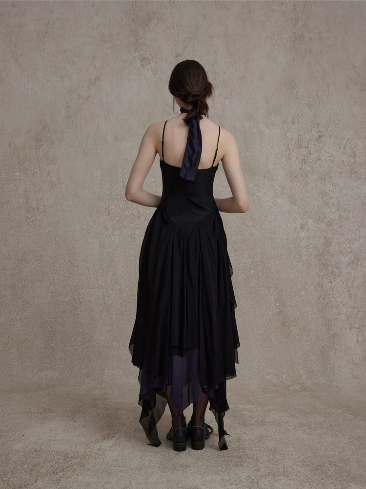 Dark Blue Ruched Maxi Dress