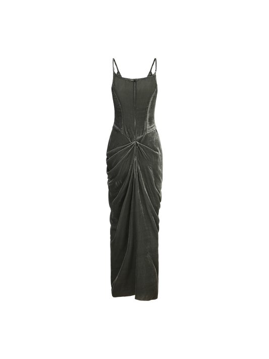 Sea Green Velvet Maxi Dress