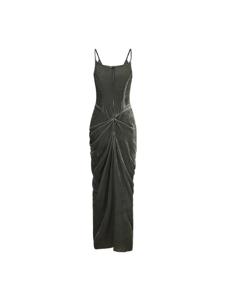 Sea Green Velvet Maxi Dress