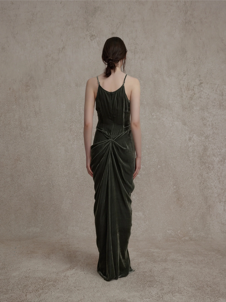 Sea Green Velvet Maxi Dress