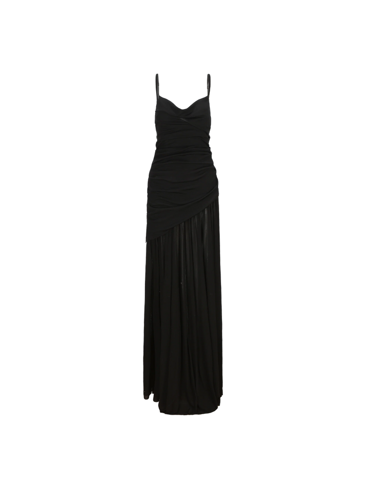 Black Knitted Swing Collar Maxi Dress