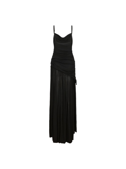 Black Knitted Swing Collar Maxi Dress
