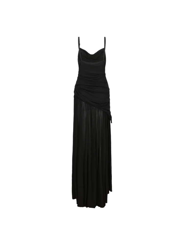 Black Knitted Swing Collar Maxi Dress