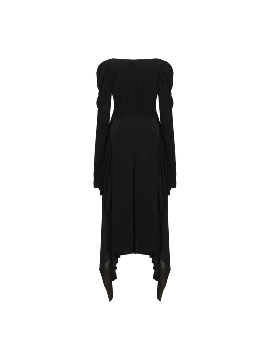 Black Jacquard Patchwork Maxi Dress