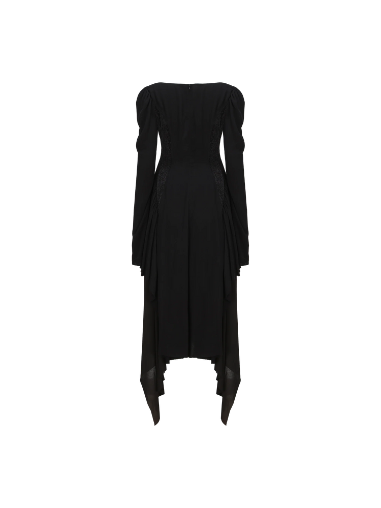 Black Jacquard Patchwork Maxi Dress
