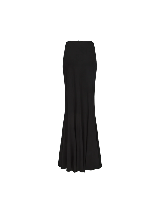 Black Pleated Waist Maxi Skirt