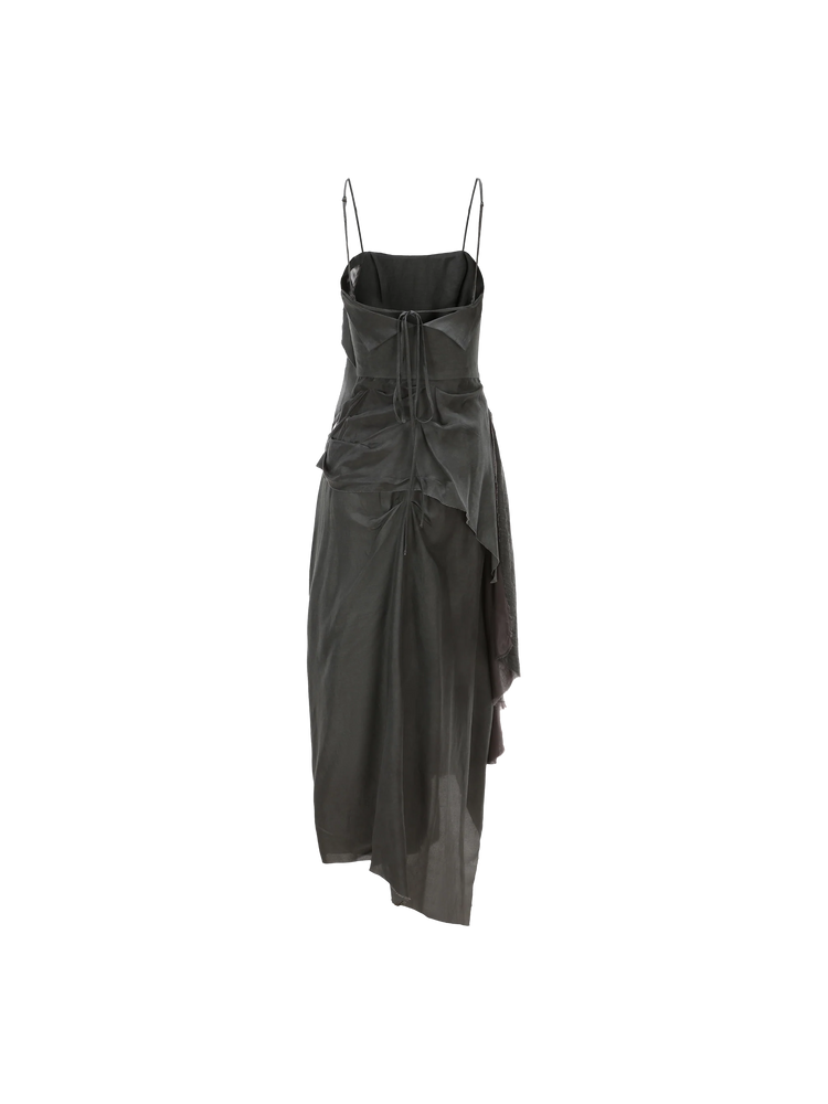 Grey Deconstructed Flutter Piece Camisole Long Dress