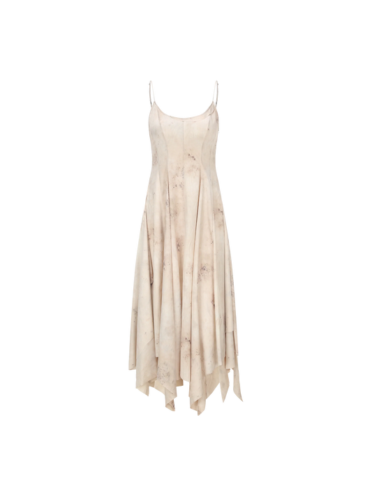 Beige Printed Split Camisole Dress