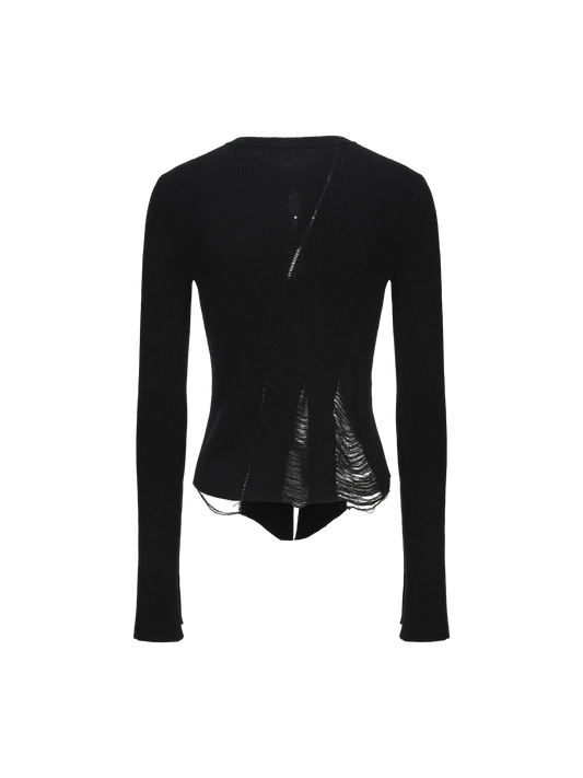 Black Knit Destruction Top
