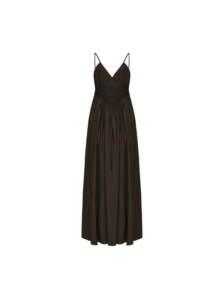 Chocolate Draped Double-layer Strap Dress