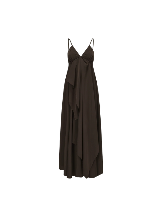 Chocolate Draped Double-layer Strap Dress