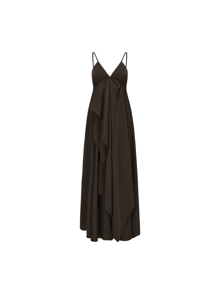 Chocolate Draped Double-layer Strap Dress