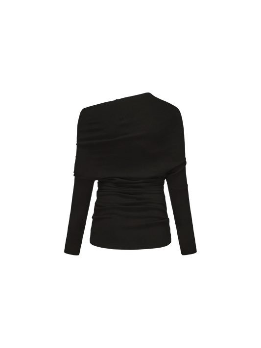 Black Asymmetric Off-shoulder Top