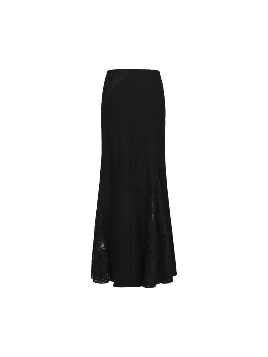 Black Lace Panelled Skirt