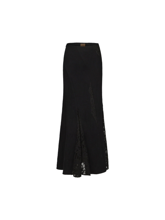 Black Lace Panelled Skirt