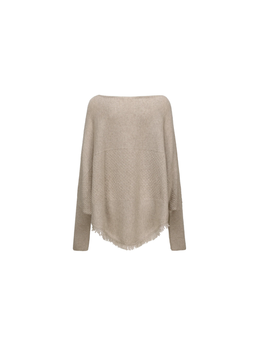 Beige Textured Panelled Sweater