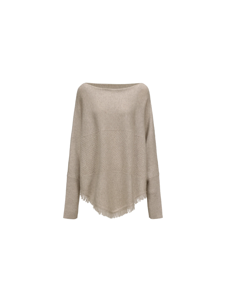 Beige Textured Panelled Sweater