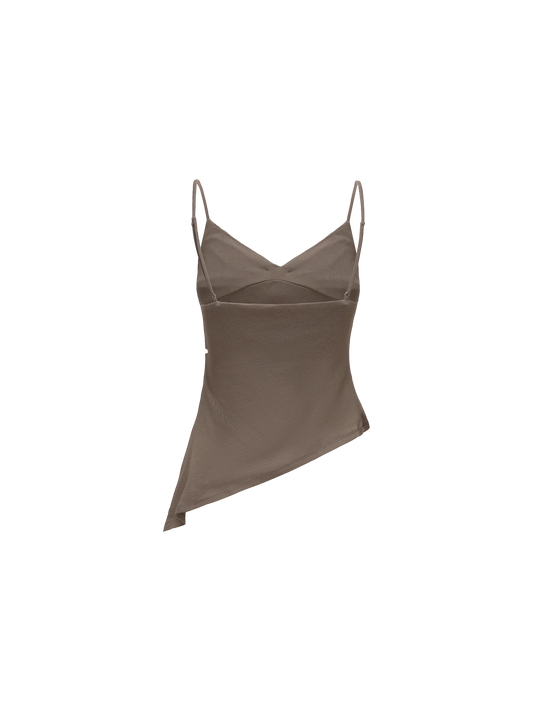 Gray Camel Draped Low-cut Strap Camisole