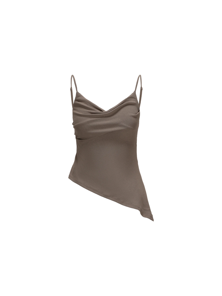 Gray Camel Draped Low-cut Strap Camisole