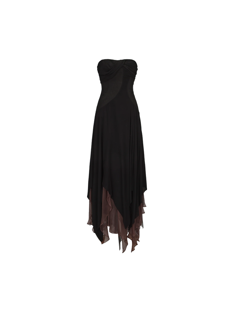 Black Contrasting Layered Tube Dress