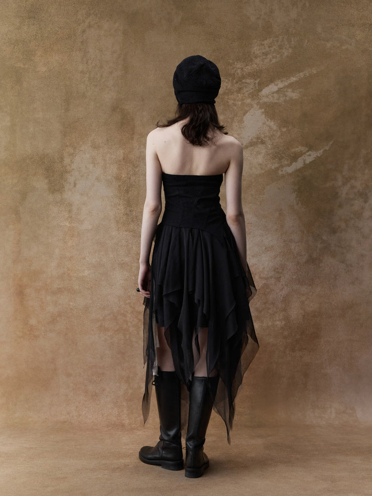 Black and White Contrasting Tube Dress