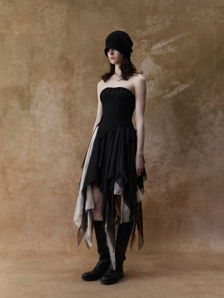 Black and White Contrasting Tube Dress