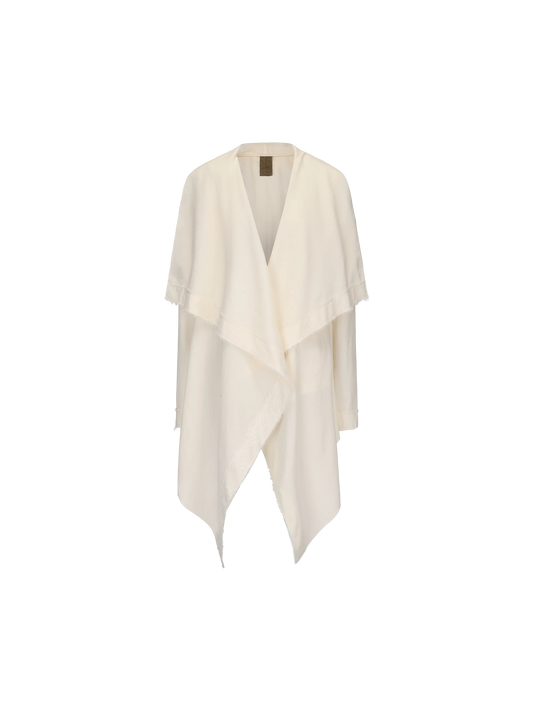 Cream Wide Collar Lace Trimmed Cardigan