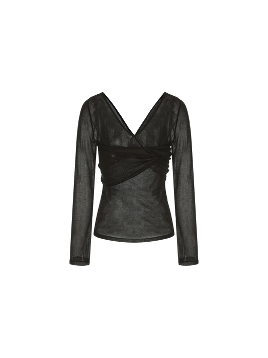 Black Knotted Knit Top